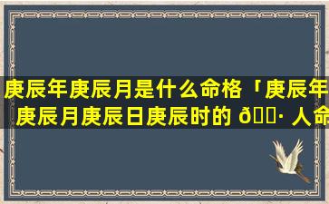 庚辰年庚辰月是什么命格「庚辰年庚辰月庚辰日庚辰时的 🕷 人命运」